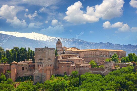 Grupo de la asociación frente a la Alhambra en Granada